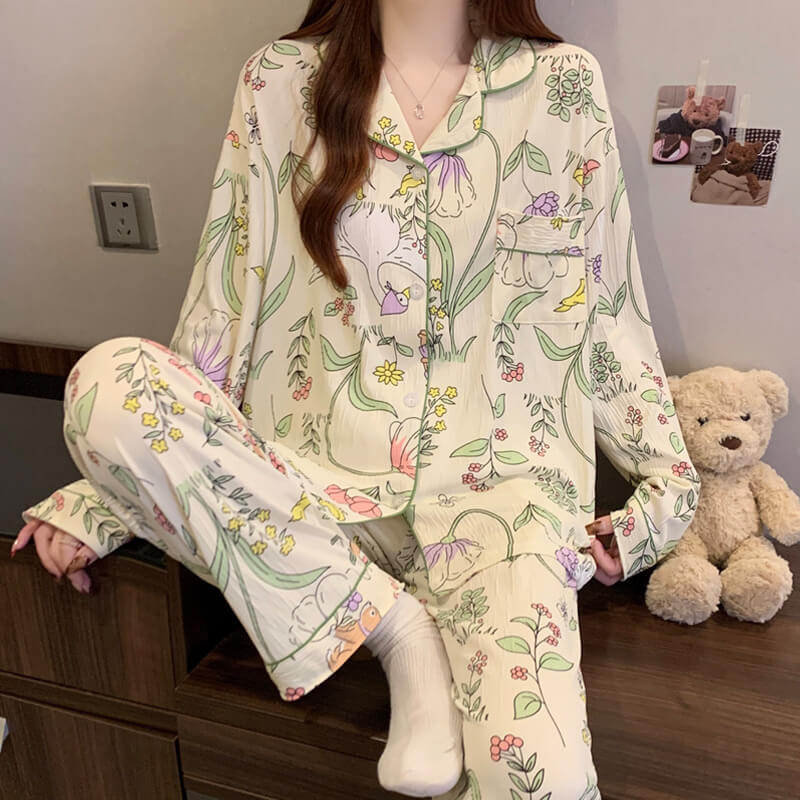 Floral Swan PJ Set